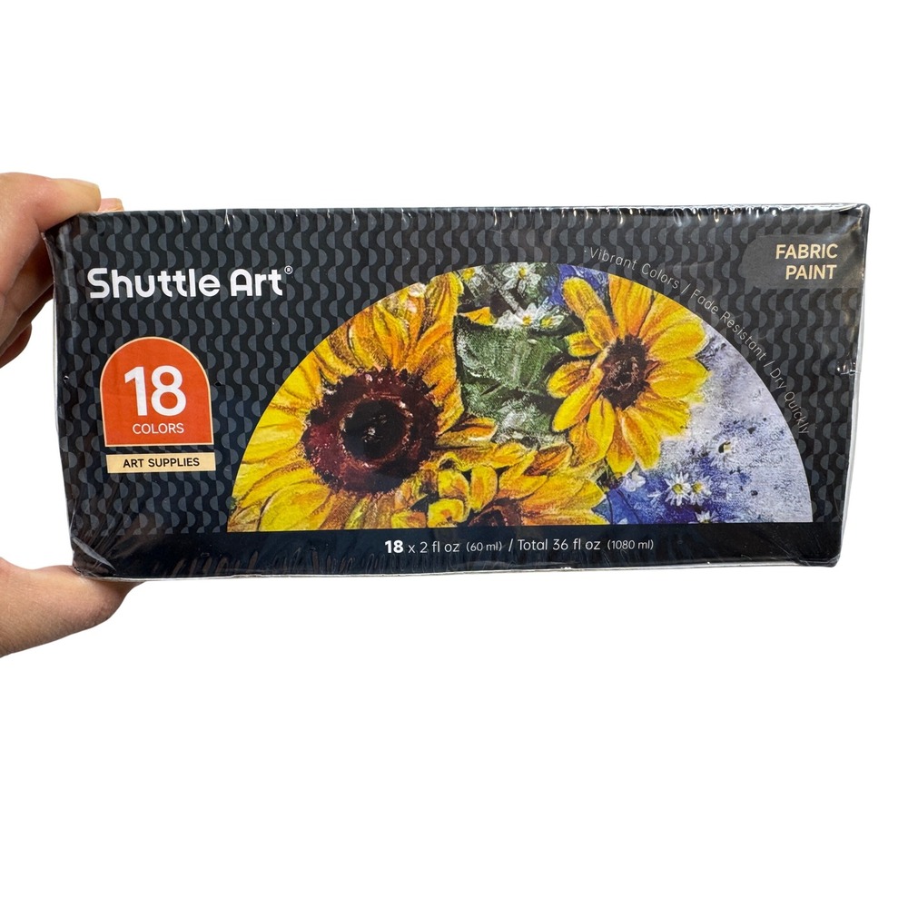 Shuttle Art 18 Colors Fabric Paint Set 2oz Bottles Permanent Machine Washable